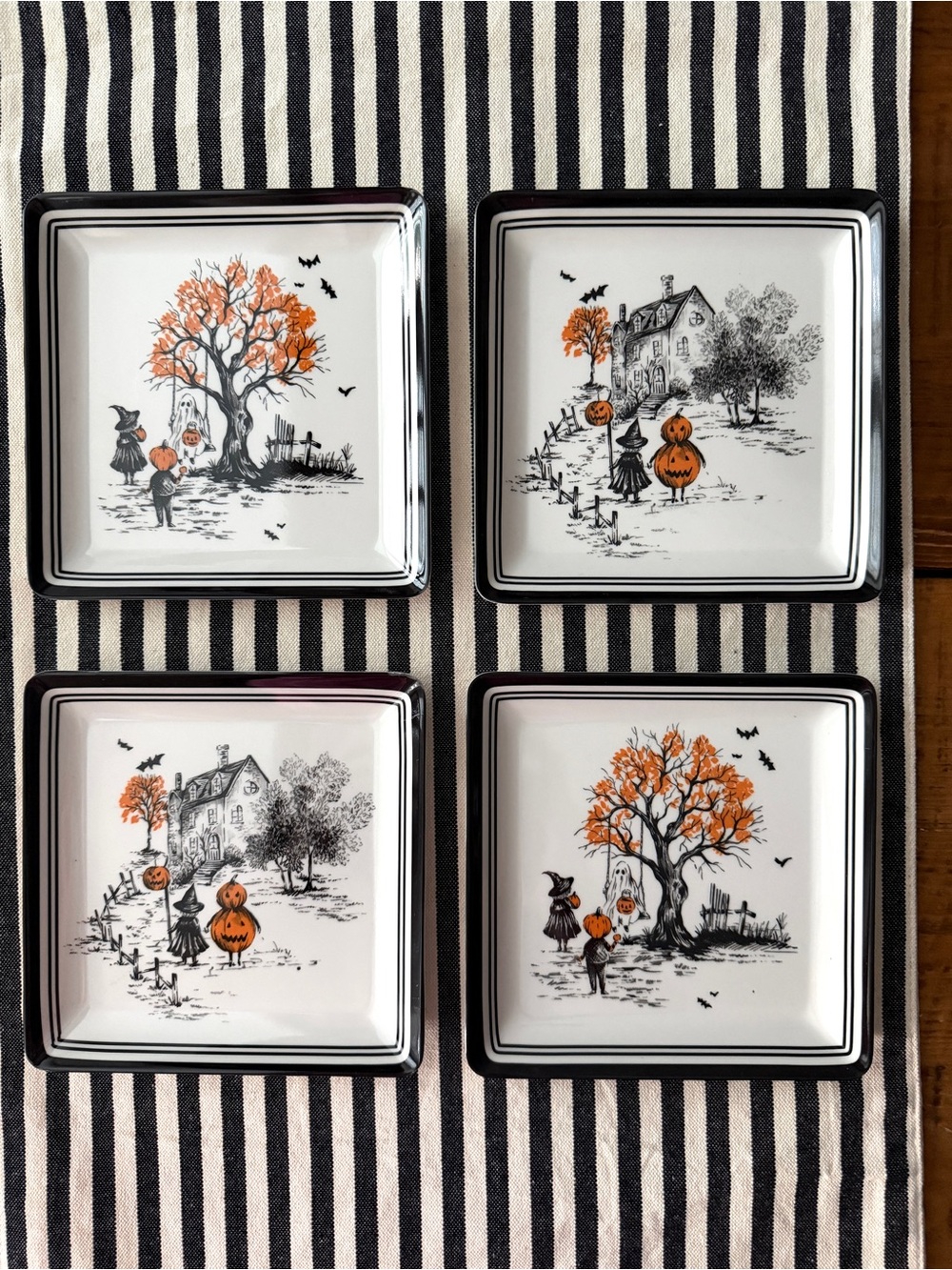 Halloween Melamine appetizer plates Set of 4